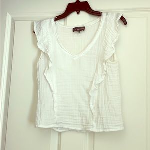 Michael Stars white crop ruffle shirt